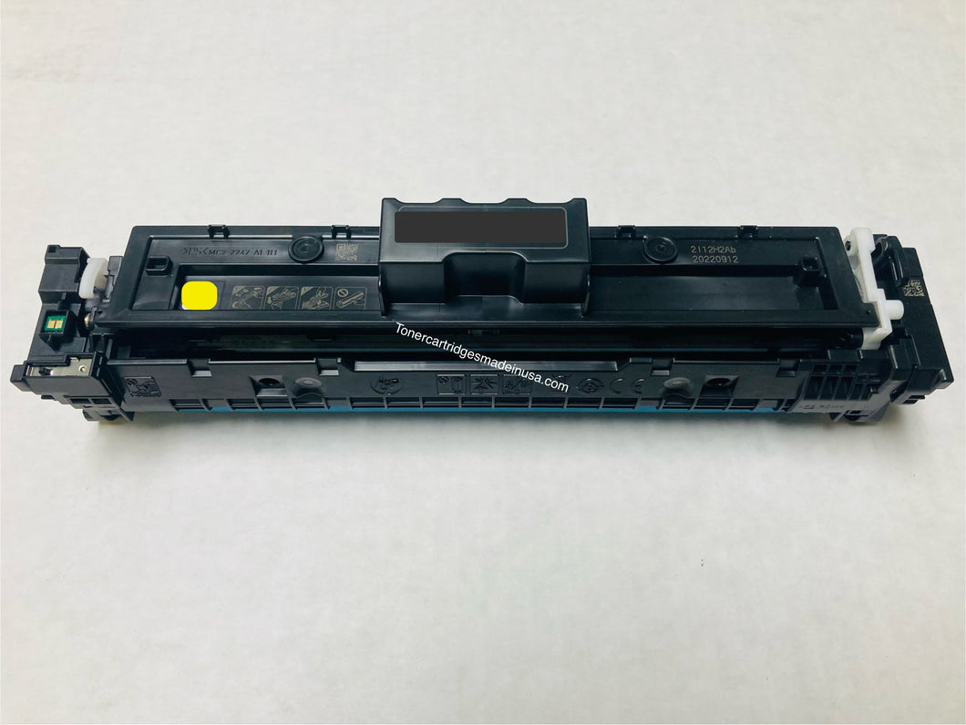 HP W2102A Yellow Alternative cartridge WITH CHIP. 210A. Replacement for use in HP Color LaserJet Pro 4201dn, 4201dw, HP Color LaserJet Pro MFP 4301dw, 4301fdn, 4301fdw printers only. Made in USA.